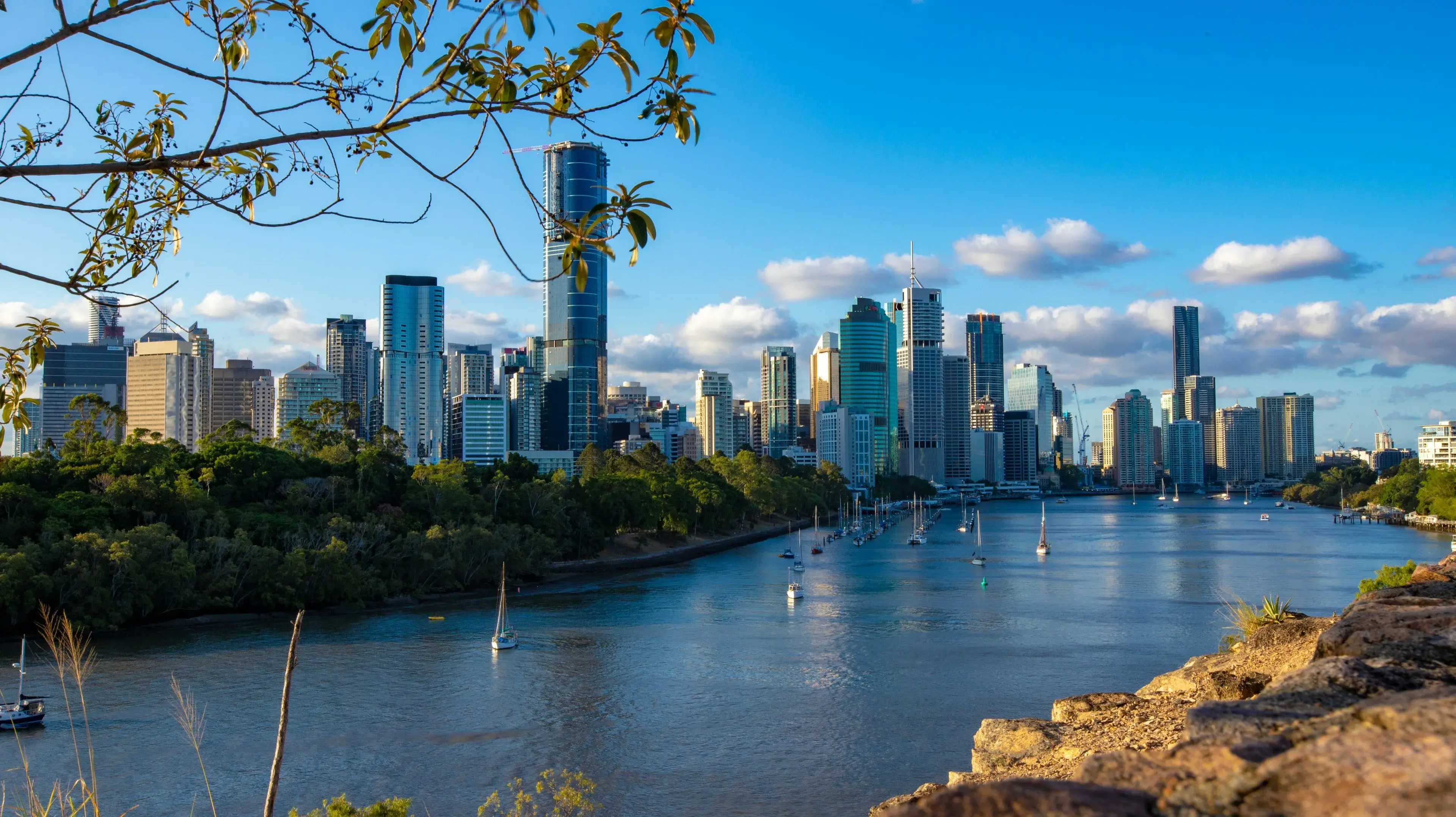 Brisbane riverside towers on a clear day
