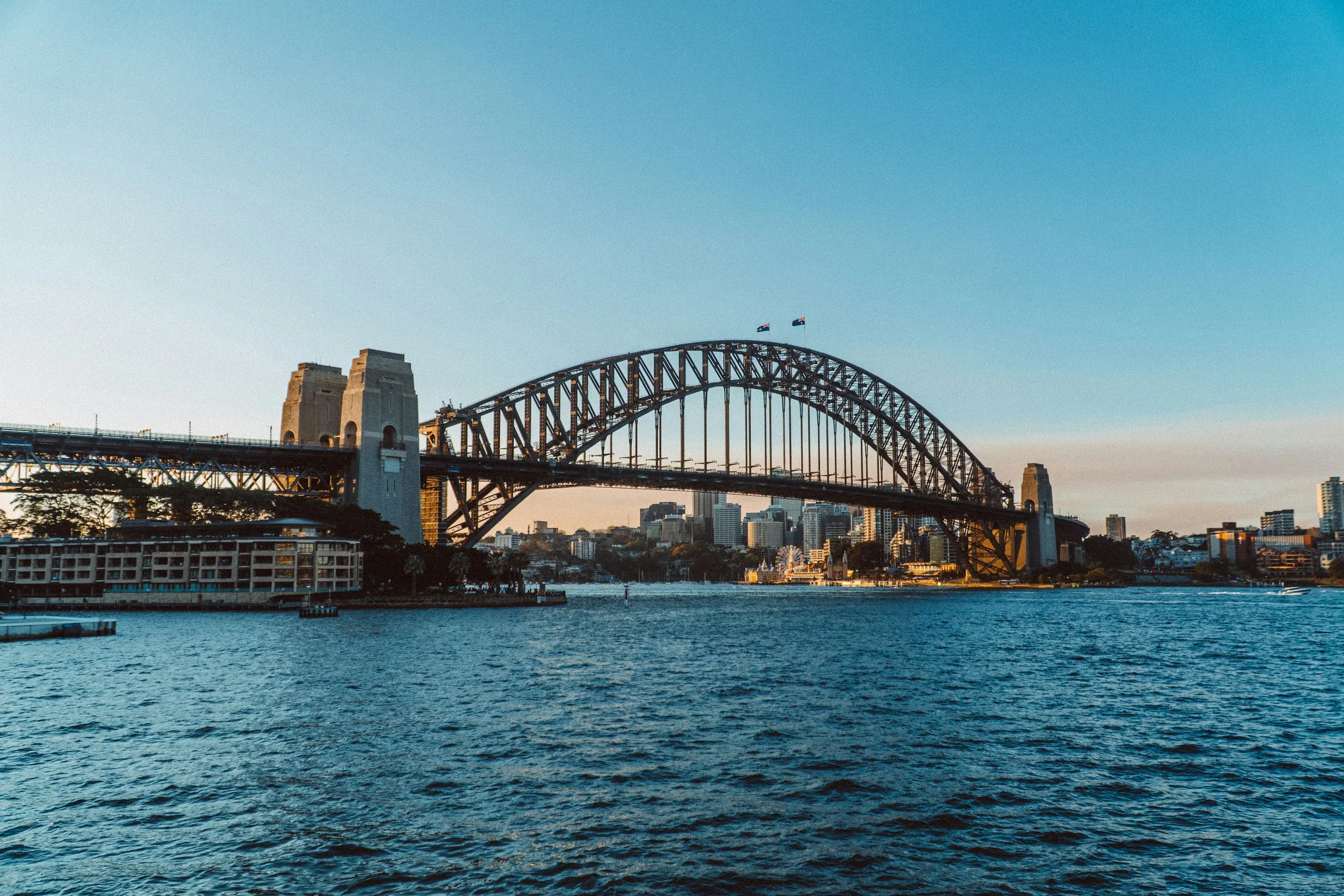 Sydney Harbour Bridge across the water on a clear day